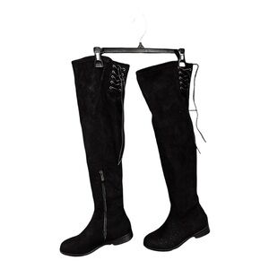 Over the knee - black suede boots - size 6.5